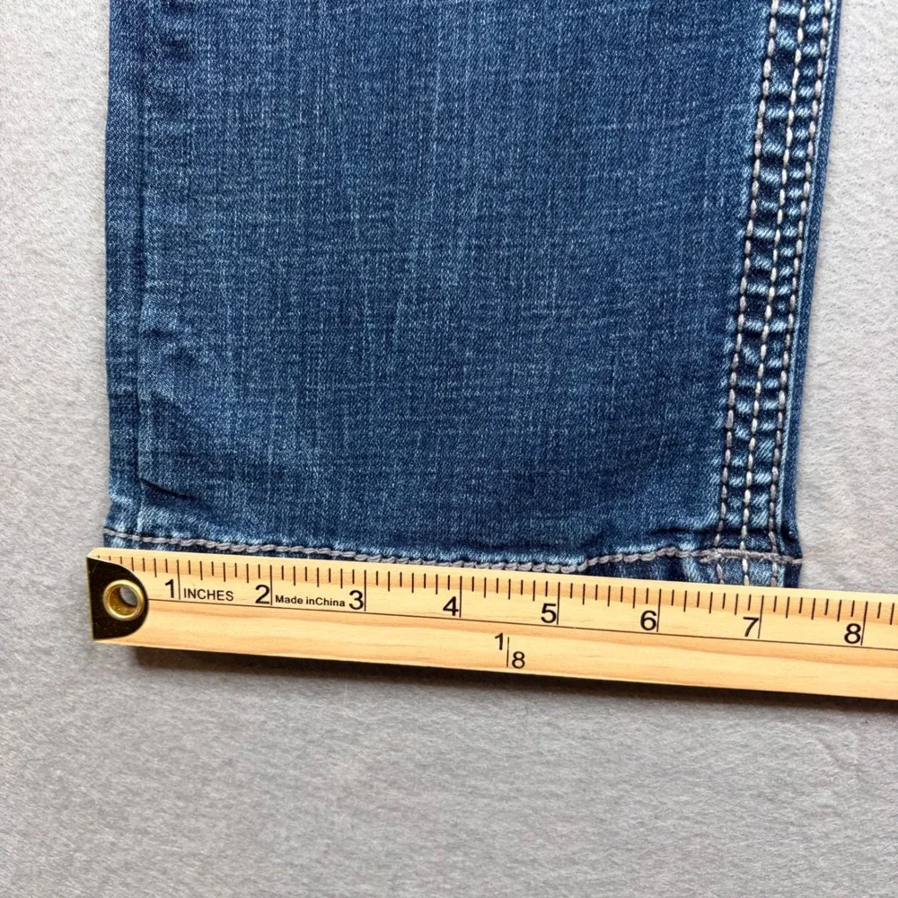 BKE Aiden Straight Leg Mens Jeans 33R Medium Wash Contrast‎ Stitch Denim